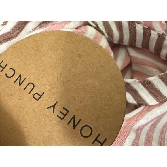 Honey Punch white pink stripes cut out distressed top size small - Picture 6 of 12